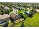 Aerial view of a well-kept backyard with green lawn, patio and flower beds near a neighborhood park at 22501 E Belleview Pl, Aurora, CO 80015