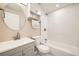 Updated bathroom with marble tile and modern vanity at 16373 E 17Th Pl # B, Aurora, CO 80011