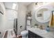 Bright bathroom boasts a vanity with double sinks, a soaking tub, and a separate shower at 5907 E Tabor Pl, Castle Rock, CO 80104