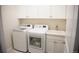 Functional laundry room with white washer, dryer, and built in sink at 3910 Mighty Oaks St, Castle Rock, CO 80104