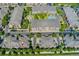 An aerial view highlights the community's layout, featuring green spaces, parking and pool at 9637 E 5Th Ave # 101, Denver, CO 80230