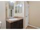 Bathroom with vanity, granite countertop, and shower at 9637 E 5Th Ave # 101, Denver, CO 80230