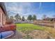 Fenced backyard featuring well-maintained grass and a beautiful view at 3200 Locust St, Denver, CO 80207