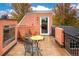 Outdoor rooftop deck featuring teak flooring, outdoor fireplace, and stylish outdoor seating with scenic views at 445 Madison N St, Denver, CO 80206