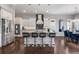 Modern kitchen features stainless steel appliances, a large island, and stylish pendant lighting at 9724 Cantabria Pt, Lone Tree, CO 80124
