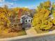 Stunning aerial view of a charming home surrounded by vibrant fall foliage and blue sky, nestled in a beautiful neighborhood at 10971 Bryant St, Westminster, CO 80234