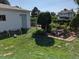 Backyard view with lush green grass, unique rock garden feature, privacy fence, and potential for outdoor activities at 7861 Osceola St, Westminster, CO 80030