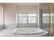 Bathroom with a large soaking tub, shower, and a large window for natural lighting at 116 Willowleaf Dr, Littleton, CO 80127