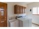 Laundry room with sink, cabinets and washing machine at 116 Willowleaf Dr, Littleton, CO 80127