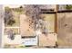 Aerial view of the backyard, showcasing the lawn, fence, garage, and proximity to the street at 7977 Durango St, Denver, CO 80221