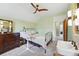 Bedroom with high ceilings, pedestal sink and a window for natural light at 91 S Sherman St, Denver, CO 80209