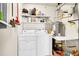 Laundry room features a washer, dryer, water heater, and storage shelving at 9538 W San Juan Cir # 104, Littleton, CO 80128