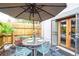 Secluded patio with fenced perimeter, modern seating, and access to bedroom at 117 Elati St # 1, Denver, CO 80223