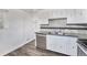 Functional kitchen with white cabinets, stainless steel dishwasher, and modern fixtures at 588 Empire St, Aurora, CO 80010