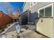 Private backyard with storage shed and patio area at 9647 Colinade Dr, Lone Tree, CO 80124