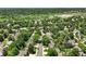 Aerial view of a neighborhood featuring tree-lined streets, well-maintained homes, and lush green landscaping at 6979 E Fremont Ave, Centennial, CO 80112