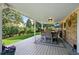 Relaxing covered patio with dining area and beautiful backyard view. Perfect for entertaining at 6979 E Fremont Ave, Centennial, CO 80112