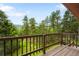 Deck with railing and view of trees at 9633 Fox Valley Dr, Morrison, CO 80465