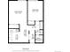 Detailed floor plan showcasing the layout of the living room, kitchen, bedroom, and bathrooms in the home at 1390 N Emerson St # 106, Denver, CO 80218
