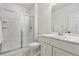 Clean and modern bathroom with a glass-enclosed shower and sleek vanity at 1280 Gentle Rain Dr, Castle Rock, CO 80109