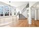 Light-filled living room with hardwood floors and a modern staircase at 5352 Brookside Dr, Broomfield, CO 80020