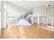 Bright, open living room with hardwood floors, high ceilings, and a modern staircase at 5352 Brookside Dr, Broomfield, CO 80020