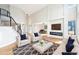 Airy living room featuring a large fireplace and comfortable seating at 5352 Brookside Dr, Broomfield, CO 80020