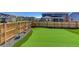 Backyard putting green with artificial turf and a privacy fence, offering a private practice area at 14290 Hop Clover St, Parker, CO 80134