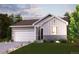 Charming single-Gathering home featuring a two-car garage, landscaped front yard, and modern architectural details at 14390 Heritage Dr, Mead, CO 80504