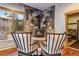 Cozy sitting area with a stone fireplace and comfortable armchairs at 127 Windwood Cir, Breckenridge, CO 80424