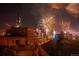 Rooftop wooden hot tub offers amazing city views with a spectacular fireworks display in the background at 1792 Wynkoop St # 508, Denver, CO 80202