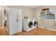 Functional laundry room featuring ample storage and convenient appliances for everyday use at 7266 S Birch St, Centennial, CO 80122