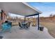 Backyard patio with modern furniture and a cozy fire pit at 7266 S Birch St, Centennial, CO 80122