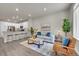 Open-concept living room with a modern kitchen, breakfast bar, and comfortable seating area at 5179 S Fairplay St, Aurora, CO 80015