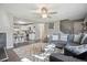 Open-concept living area showcasing modern decor, comfortable seating, and seamless flow to the kitchen at 1320 Quari St, Aurora, CO 80011