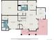 Floor plan featuring two bedrooms, two bathrooms, a kitchen, living room, dining area, and patio at 4739 Raven Run, Broomfield, CO 80023