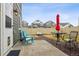 The backyard features patio furniture, manicured gravel, and an easy to maintain concrete patio area at 4138 N Quatar Ct, Aurora, CO 80019