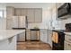 Bright kitchen showcasing stainless steel appliances, white backsplash, and sleek countertops, blending style with functionality at 4138 N Quatar Ct, Aurora, CO 80019