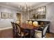 Formal dining room featuring wallpaper, a chandelier, and a large dining table at 4535 E Montview Blvd, Denver, CO 80207