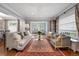 Bright living room with large windows, designer furniture, and hardwood flooring at 4535 E Montview Blvd, Denver, CO 80207