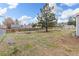 Fenced backyard with mature trees and some vegetation at 762 S Paddock St, Elizabeth, CO 80107