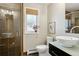 Stylish bathroom showcasing a modern vanity, vessel sink, and a glass-enclosed shower at 2255 18Th St, Boulder, CO 80302