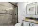 Updated bathroom with granite vanity and glass shower at 11082 Callaway Rd, Parker, CO 80138