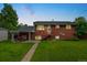 This is a backyard featuring a well-maintained lawn, brick house, and an inviting outdoor picnic space at 6721 Quay Ct, Arvada, CO 80003