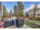 Fenced in backyard patio with seating and grill at 9624 Crosspointe Dr, Highlands Ranch, CO 80130