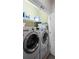 Laundry room featuring modern washer and dryer units with shelving at 4511 Perry St, Denver, CO 80212