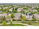 Aerial view of a neighborhood showing a home with manicured lawn, patio, deck and bordering fence at 2605 Gray Wolf Loop, Broomfield, CO 80023