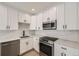 Modern kitchen with stainless steel appliances, white cabinets, and stylish backsplash and counters at 1462 Yates St, Denver, CO 80204