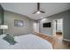 Spacious main bedroom with ensuite bathroom and hardwood floors at 5631 Silver Bluff Ct, Parker, CO 80134