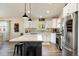 Modern kitchen with white cabinets, stainless steel appliances, and a large center island at 410 Clover Ct, Frederick, CO 80530